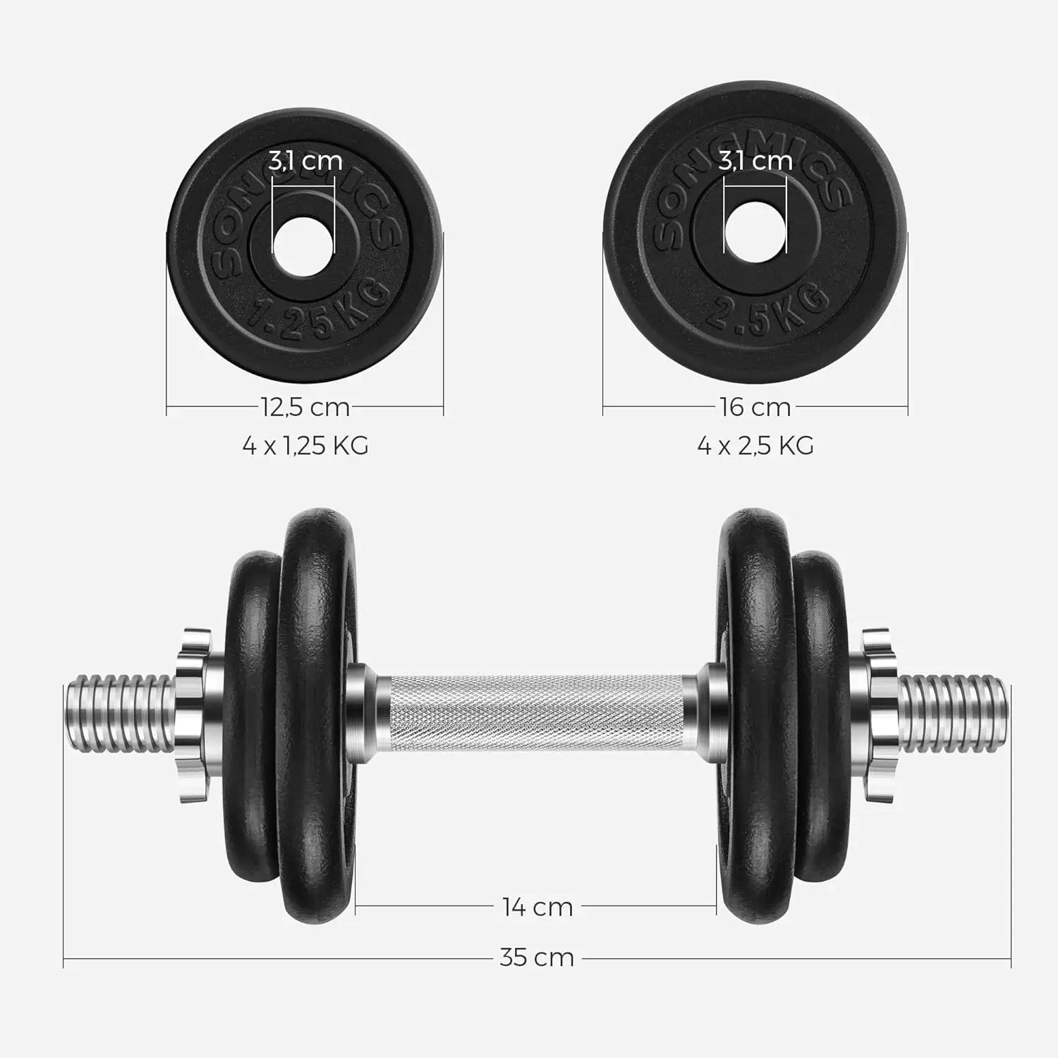 SONGMICS Adjustable Dumbbell Set – 20/30/40 kg Cast Iron Weights