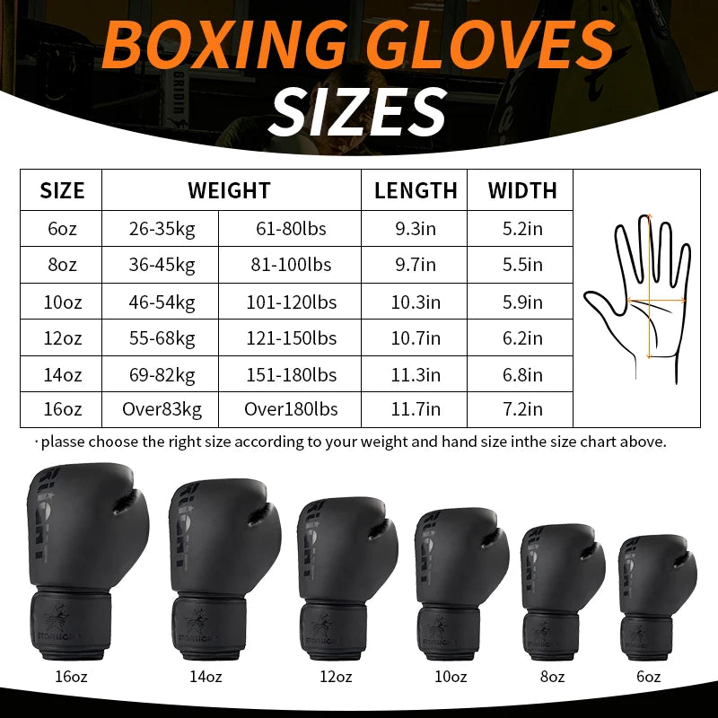 Professional Boxing Gloves – 8–16oz Training Gloves for Muay Thai, MMA & Fitness