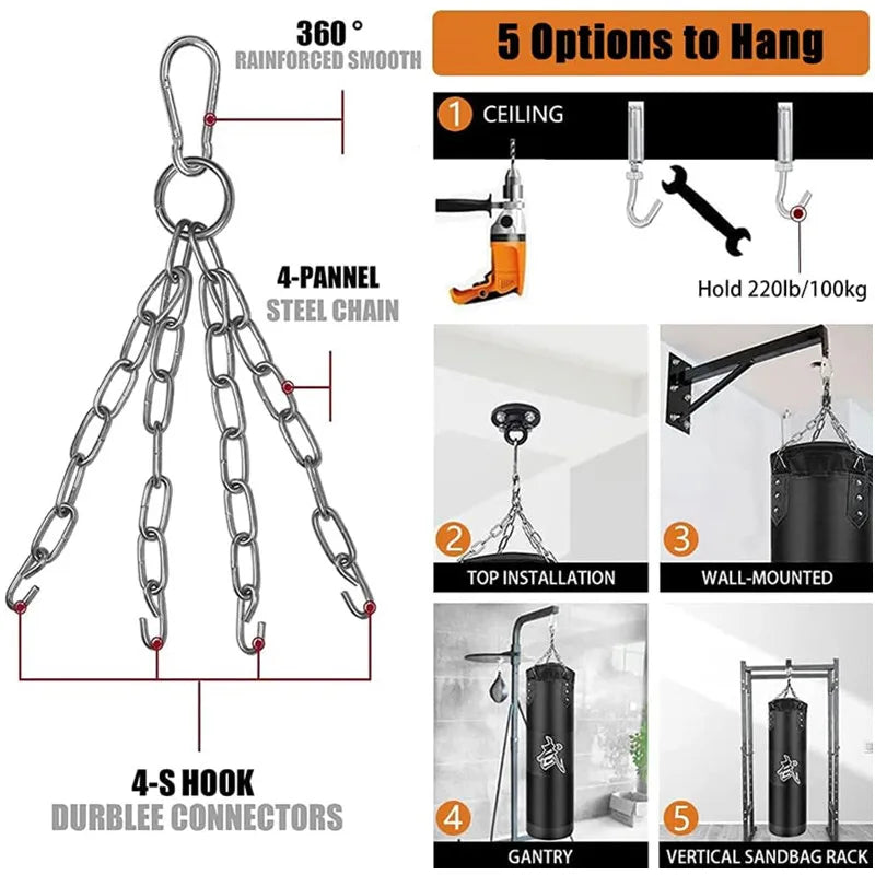 100/120cm Unfilled Heavy Punching Bag for Boxing & MMA