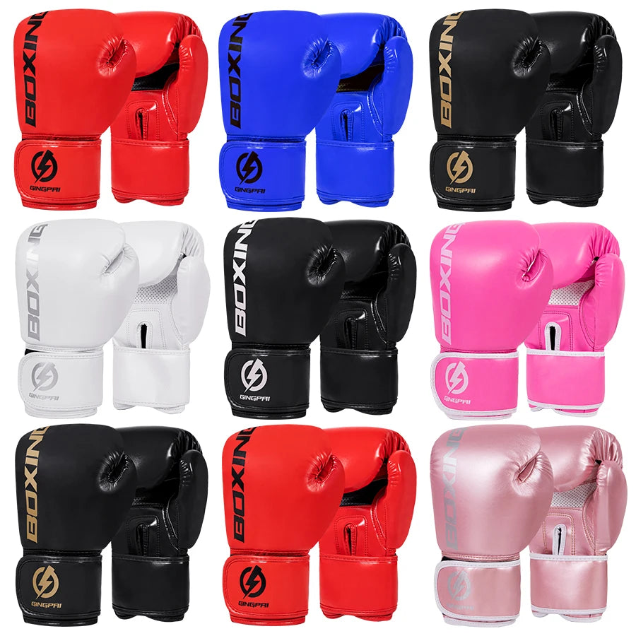 Professional Boxing Gloves – 4–12oz PU Leather Training Gloves for MMA, Muay Thai & Fitness